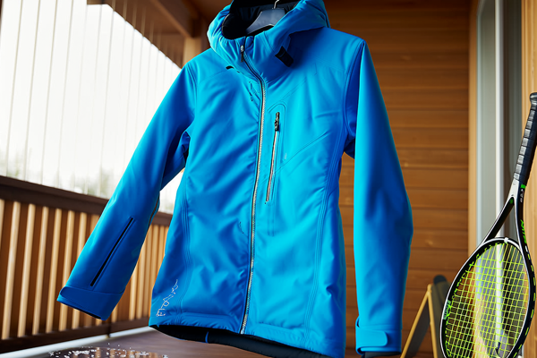 Ski jacket drying in shade inside out